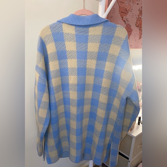 COLLUSION Unisex knitted shacket with pocket detail in checked print - Picture 6 of 6